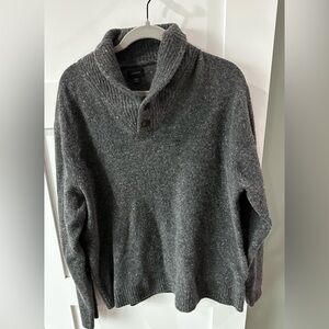 j.crew AD399 men's Rugged merino shawl-collar donegal sweater Charcoal Gray XXL